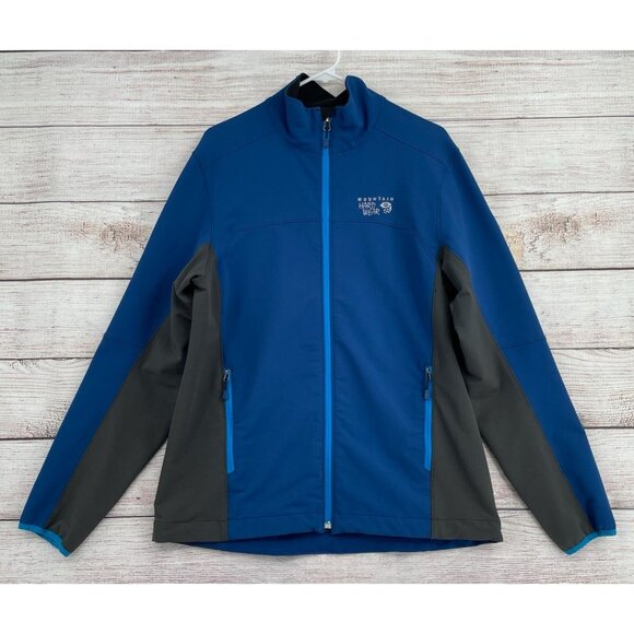 Mountain Hardwear Softshell Stretch Jacket Men's Size‎ M Blue/Gray Colorblock - Picture 1 of 12